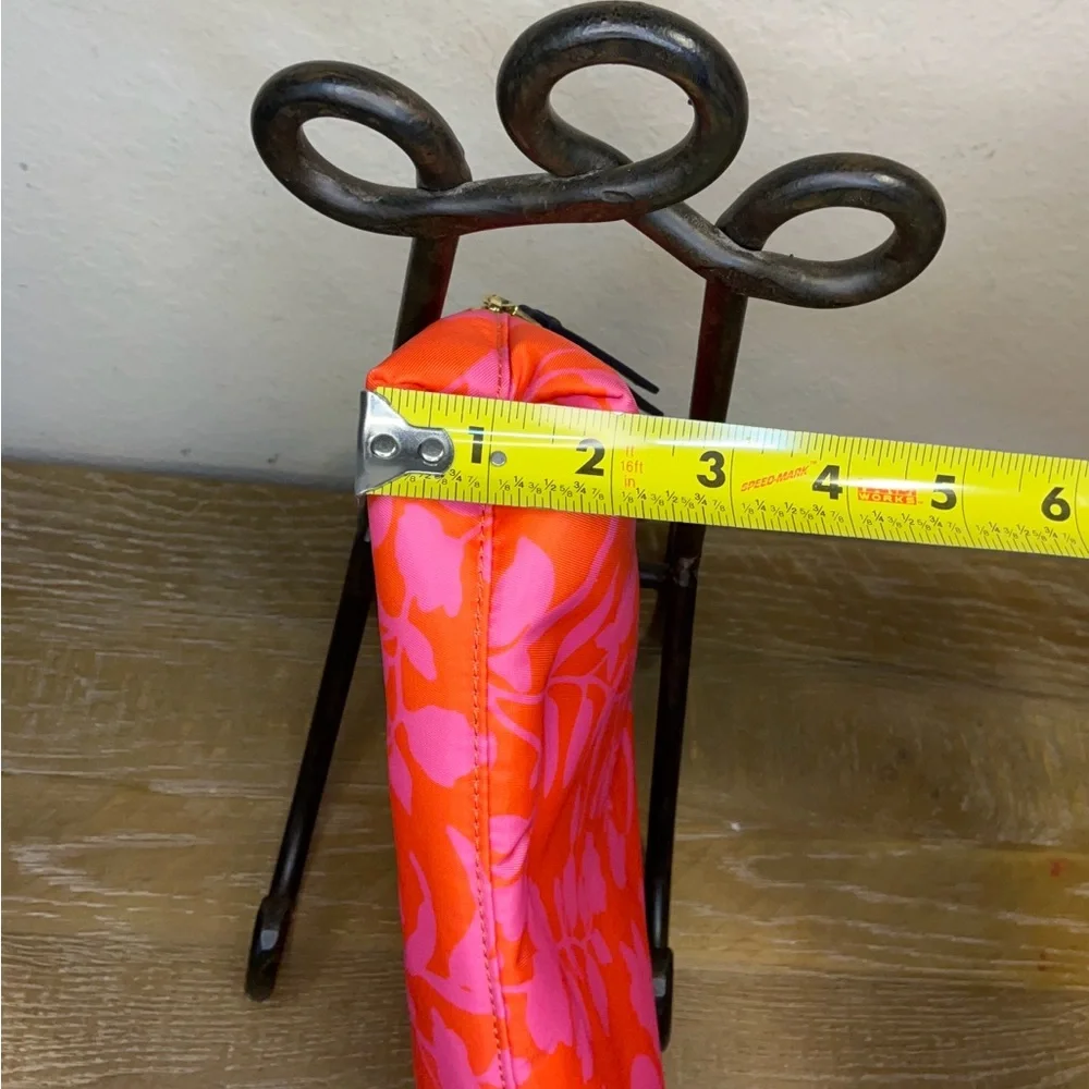 Talbots Pink & Orange Floral Makeup Bag with Script Logo
